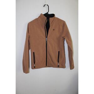 Roper boys tan brown softshell jacket zipper front zipper pocks size large